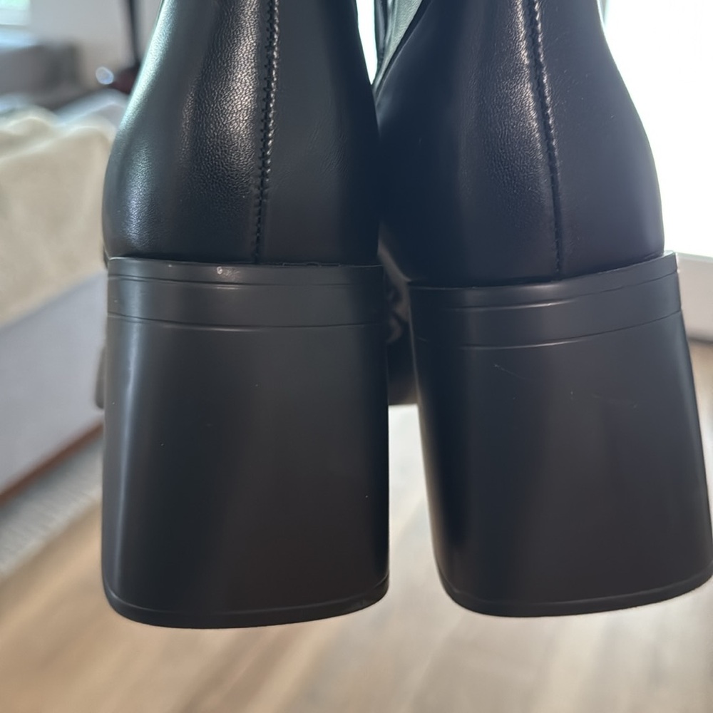 NWOT Classic Black Block Heel High Boots - size 9 - Picture 3 of 4